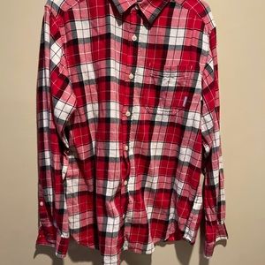 Columbia Men's Size M Shirt Red And White Plaid Long Sleeve Button Up